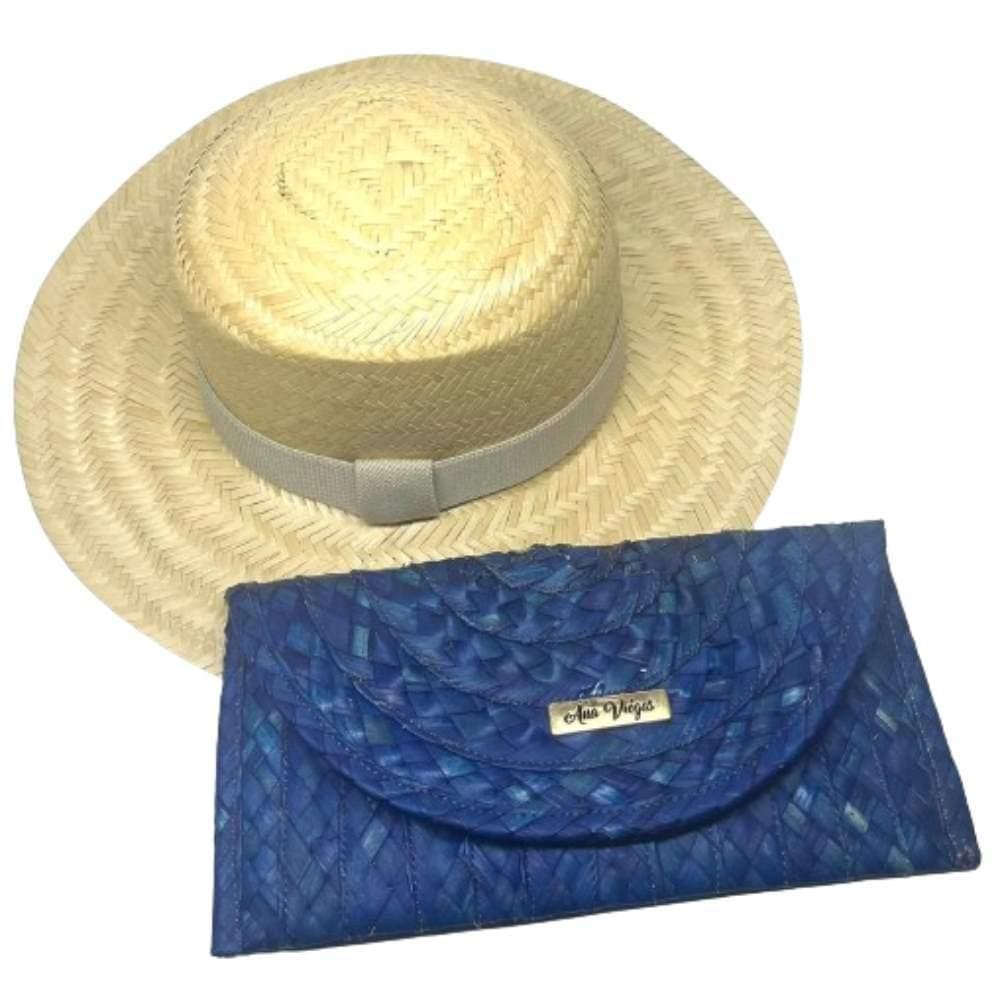 Kit chapéu + Carteira Praia Palha Paris Piscina Estilo