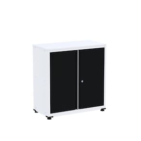 Armário de Aço para Escritório 2 Portas Ap406sl Branco/Preto