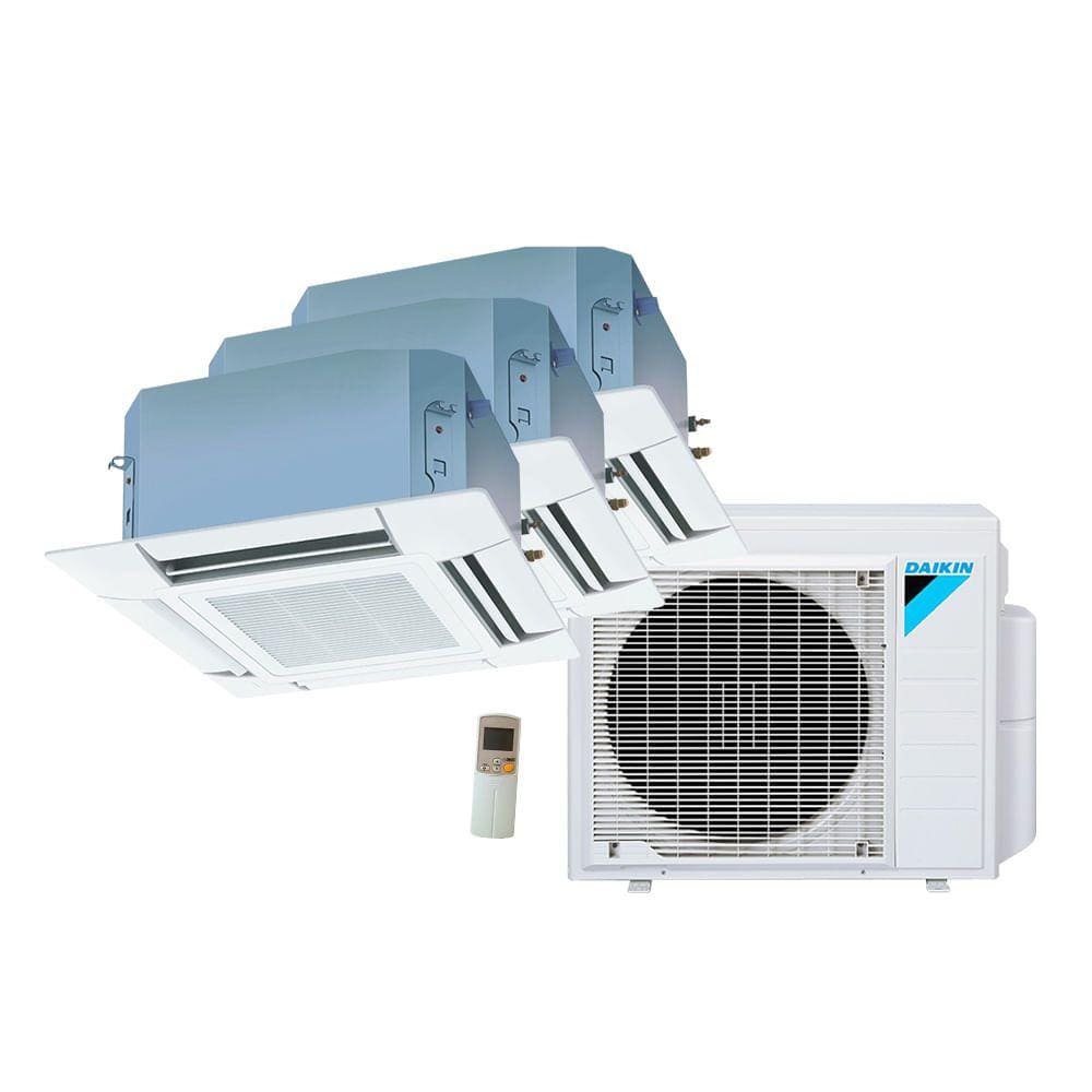 Ar Condicionado Multi Split Cassete 4 Vias Inverter Daikin 2x9000 + 1x20000 BTU/h Quente e Frio Monofásico 3MXS24PMVM - 220 Volts