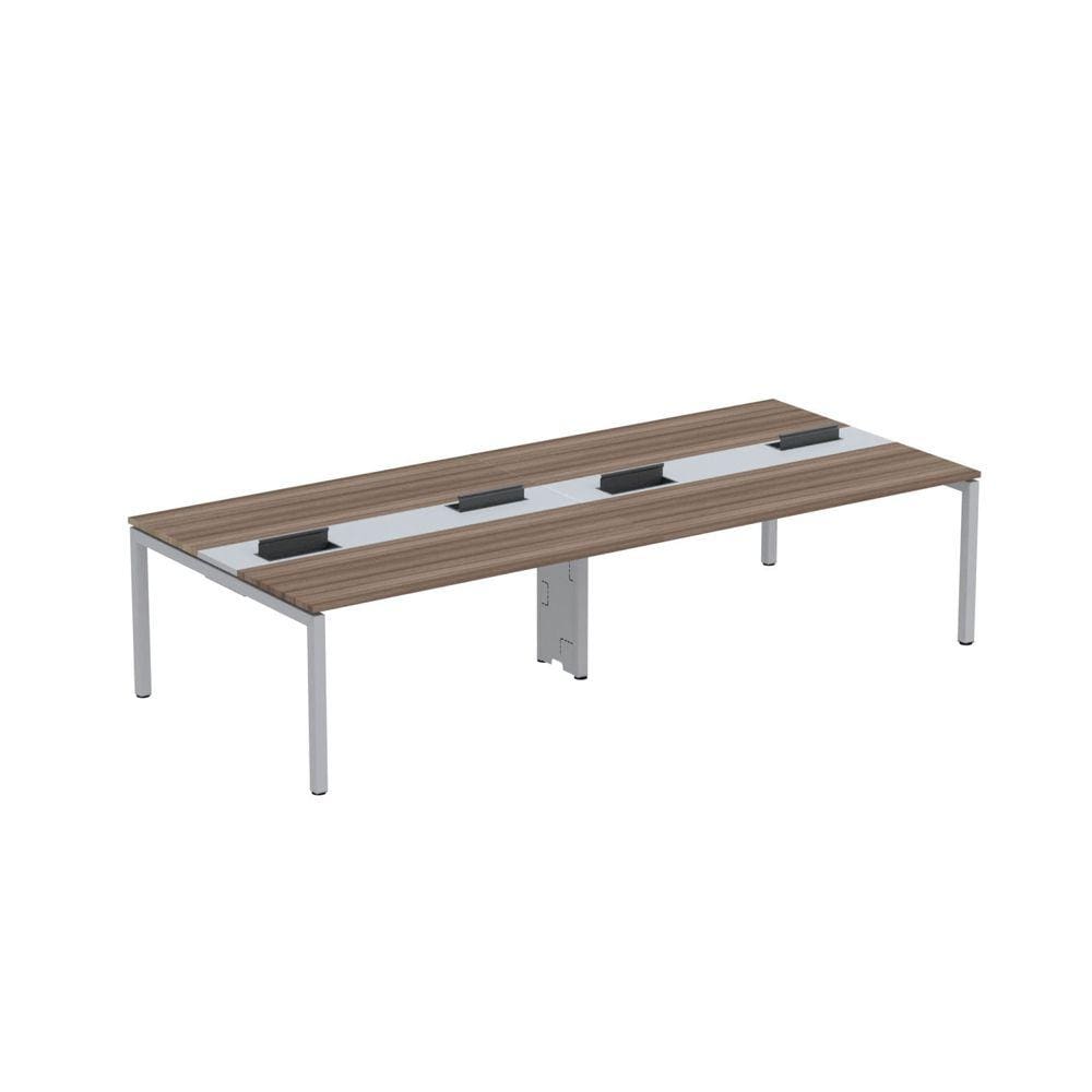 Mesa de Plataforma Dupla para 4 Pessoas Corporativa 160x140/4p Pdc16/14/4p Walnut/Cinza