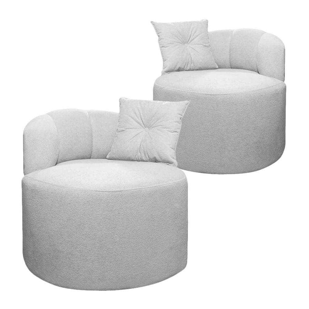 Kit 2 Cadeiras Decorativas Orgânica Plaza Bouclê Cinza SOFA STORE