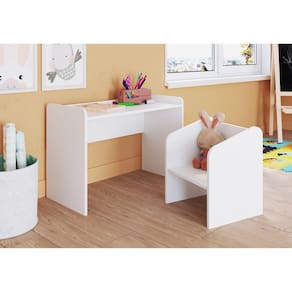Conjunto Mesa e Poltrona Montessoriano Meu Fofinho Branco