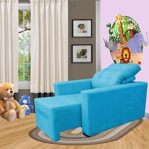 Poltrona De Amamentação E Decoração Quarto Sala Reclinável Leticia Turquesa