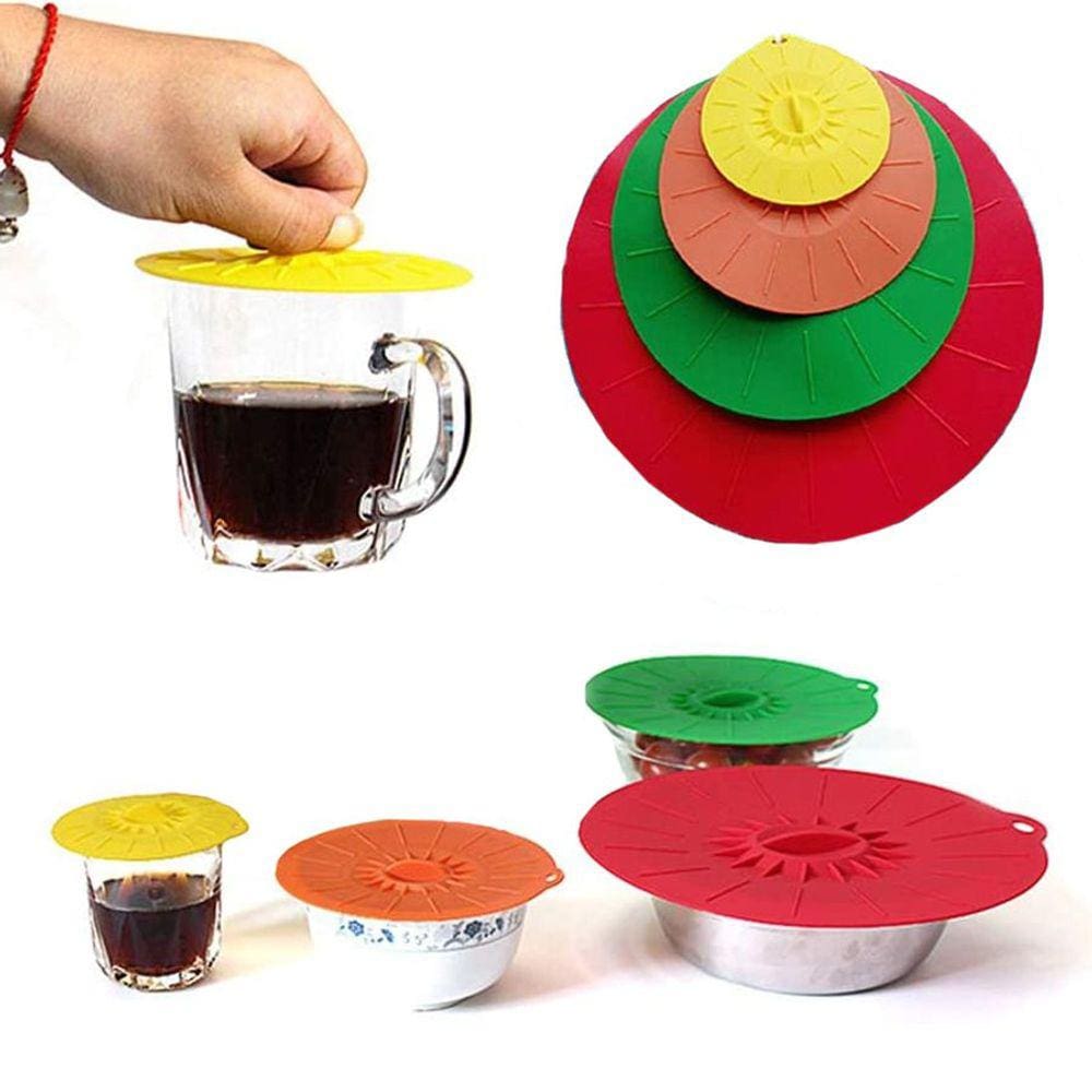 Kit Tampas Silicone Sucção - 4 Peças Coloridas