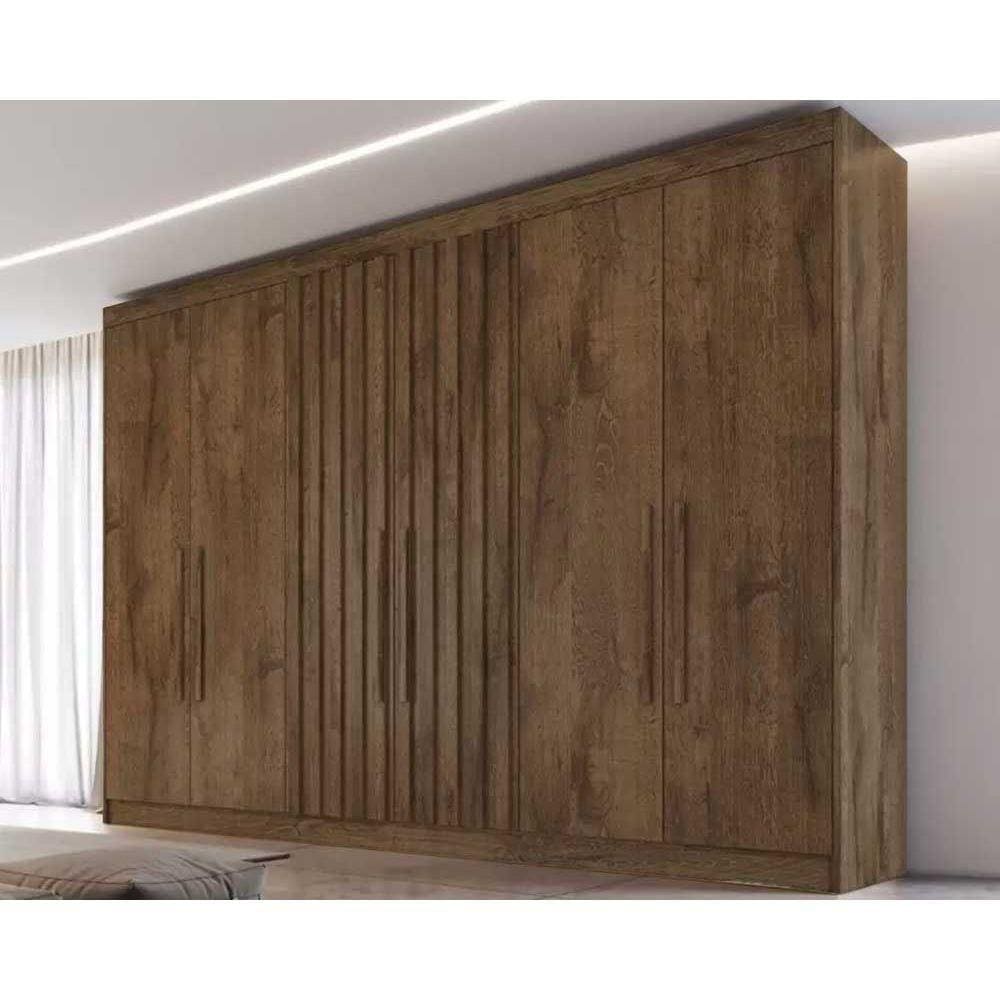Guarda Roupa 6 Portas C- 2 Ripadas E 6 Gavetas Potente Braúna - Europa