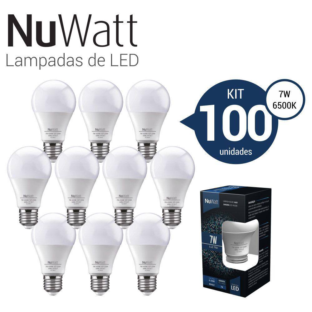 Kit 100 Lampada Led Bulbo 7w Samsung A60 E27 Luz Branca Fria