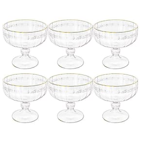 Taça Sobremesa Em Cristal Imperial Fio Ouro 200Ml 6 Peças