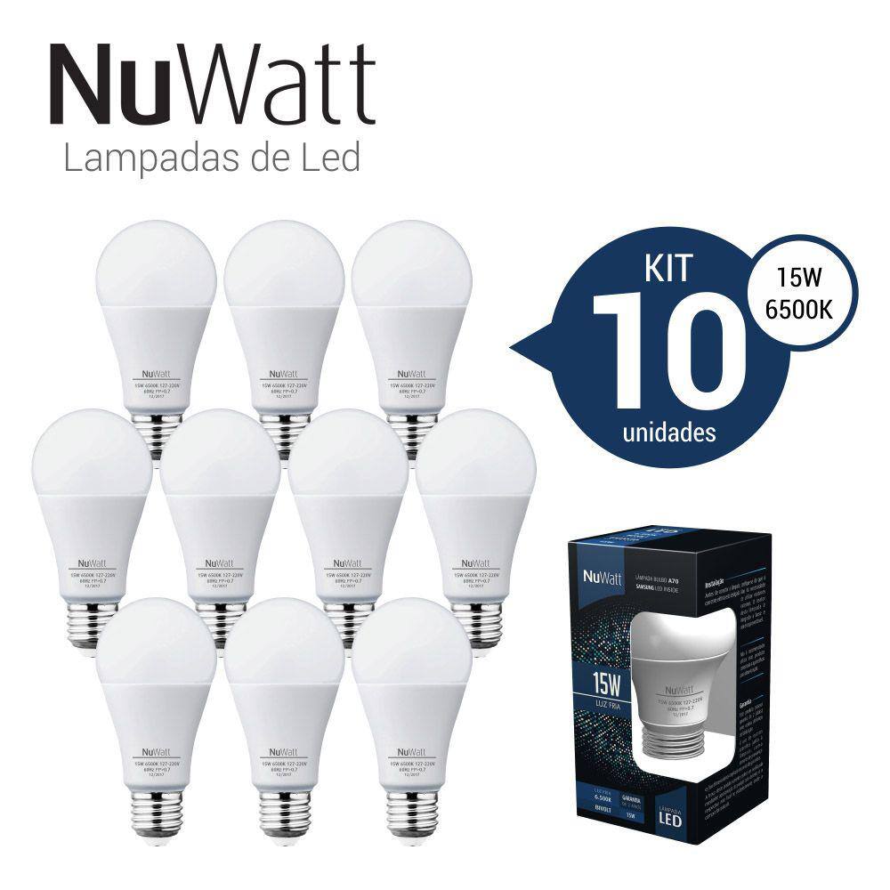 Kit 10 Lampada Led Bulbo 15w Samsung A70 E27 Luz Branca Fria