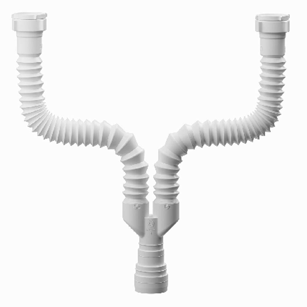 Sifão Sanfonado Duplo Universal P/ Pia Dupla Branco Astra