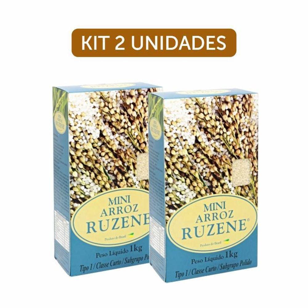 Kit 2X: Mini Arroz Integral Curto Ruzene 1Kg