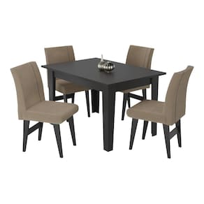 Conjunto Mesa de Jantar 120 cm com 4 Cadeiras Tokio Multimóveis EX1004 Preto/Mascavo