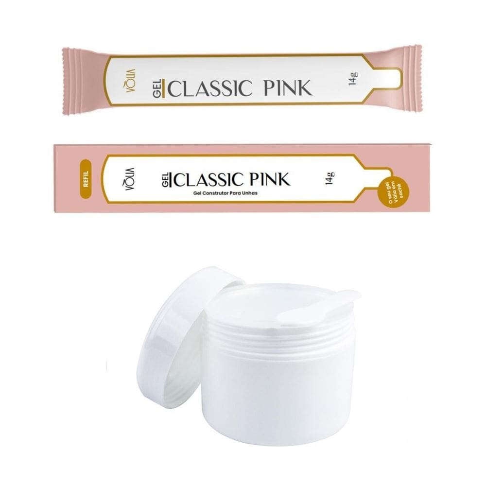 Sachê Gel Construtor Classic Pink Vlia + Pote Reutilizável
