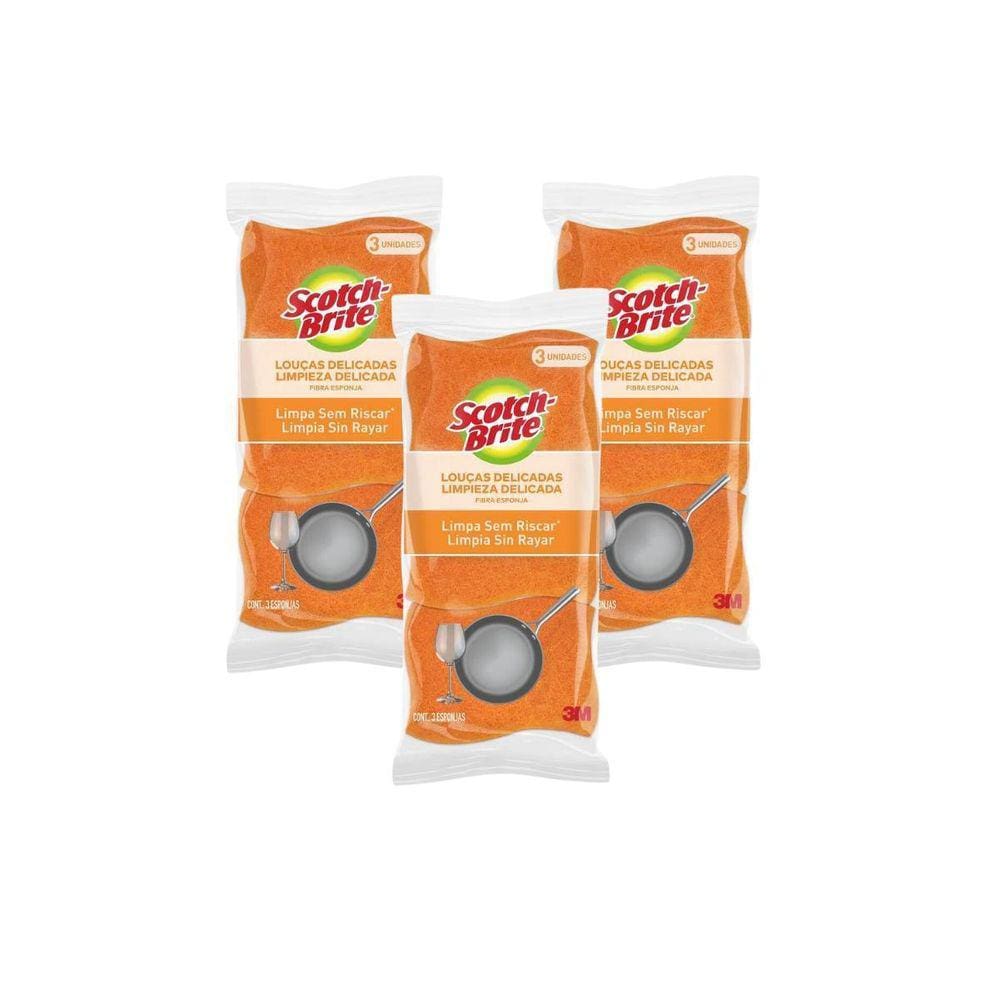 9 Esponjas Não Risca Laranja Scotch Brite 3M