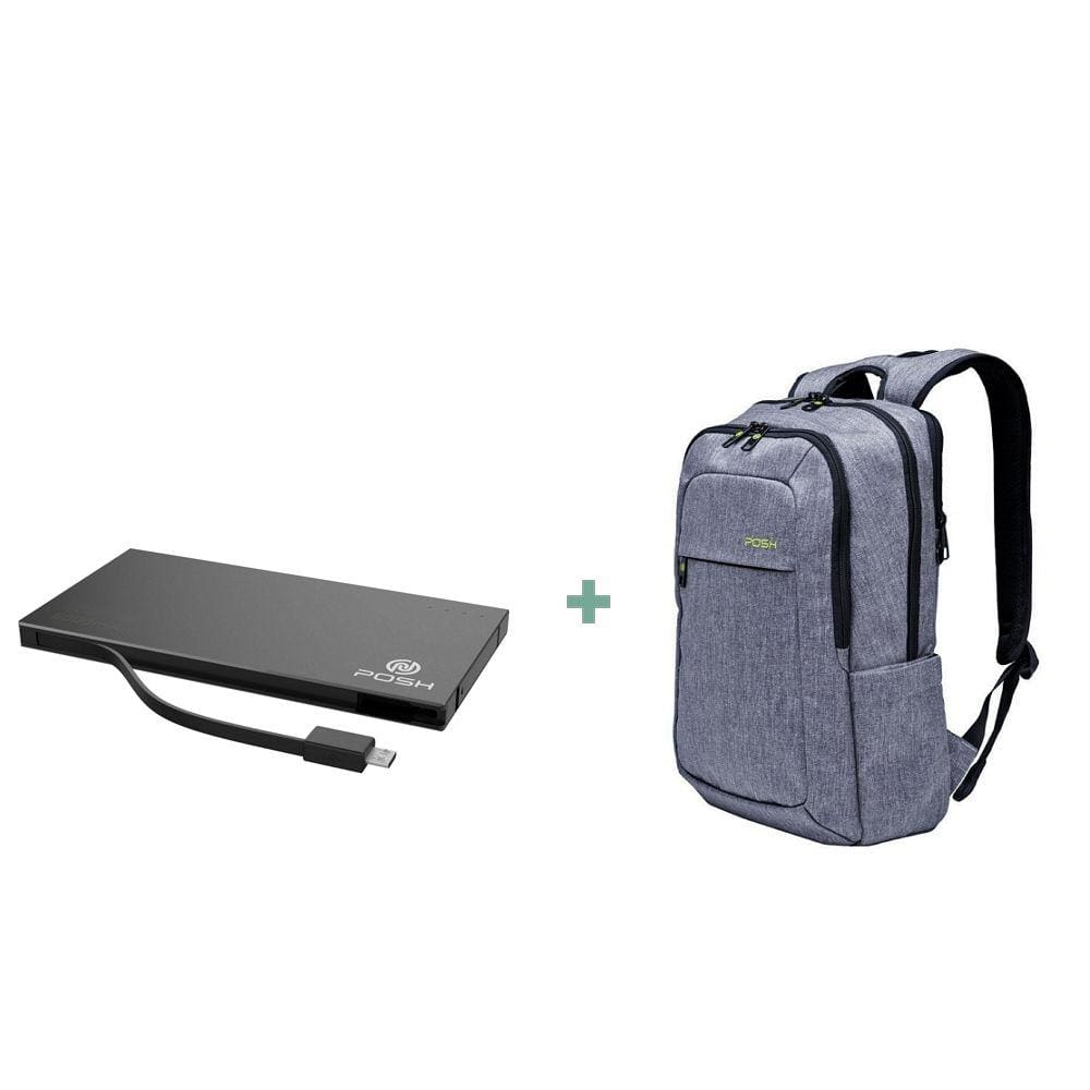 Kit Mochila Antifurto Urban Mais Carregador Portátil  Duo 5K Preto Posher
