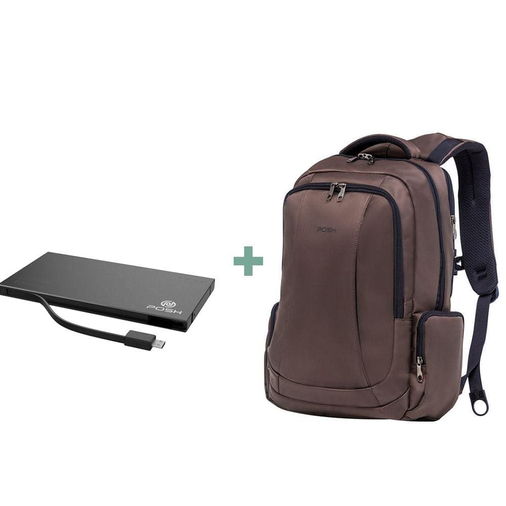 Kit Mochila Antifurto Journey Pro CF Mais Carregador Portátil 5K Preto Posher