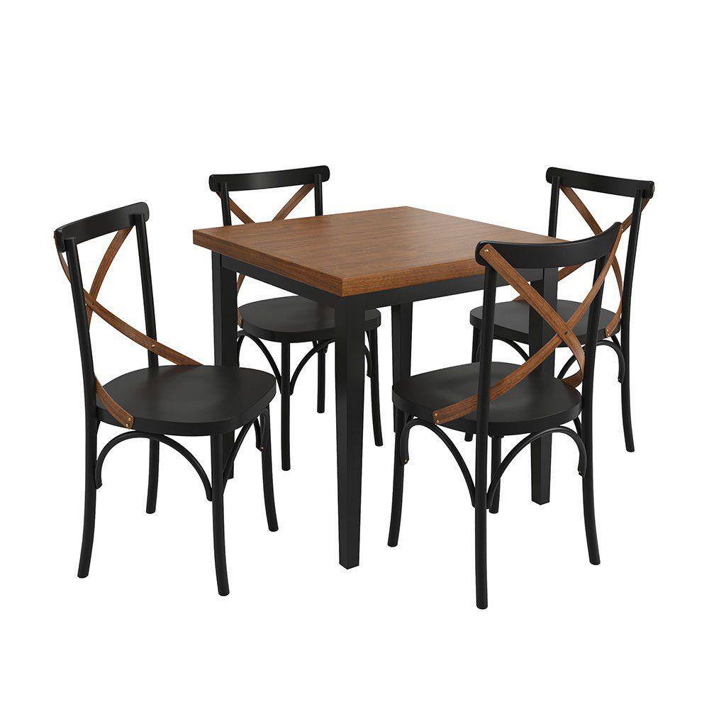Conjunto Sala de Jantar e Cozinha Com 4 Cadeiras X Madeira Maciça