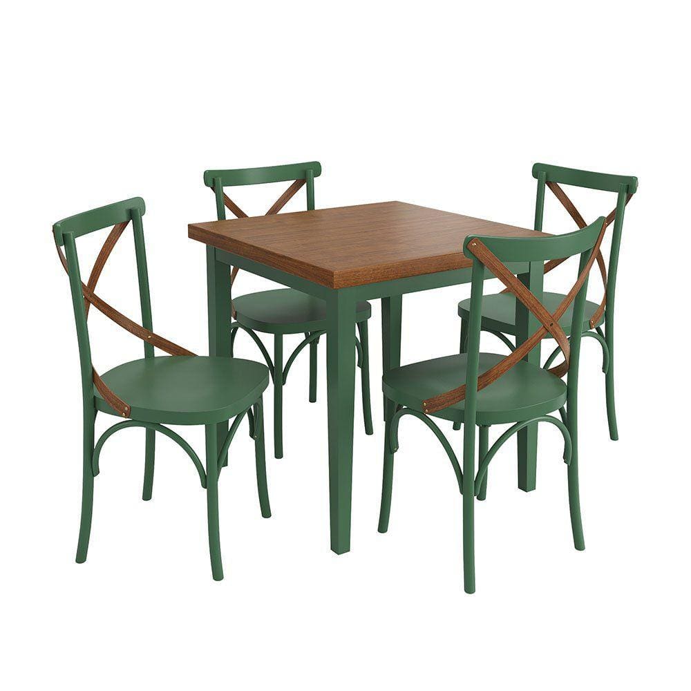 Conjunto Sala de Jantar e Cozinha Com 4 Cadeiras X Madeira Maciça