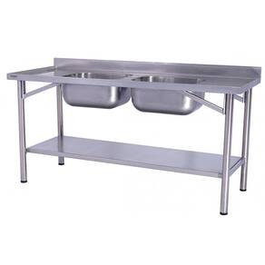 Pia Industrial Benfati Inox 304 200x70cm Paneleiro Liso com 2 Cubas 642CL