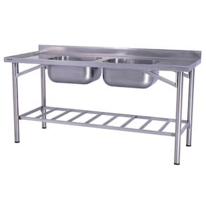 Pia Industrial Benfati Inox 304 180x70cm Paneleiro Gradeado com 2 Cubas 640GR