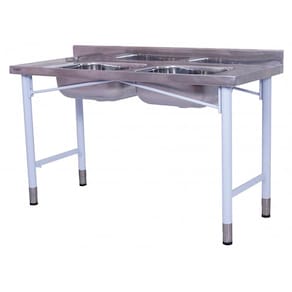 Pia Industrial Benfati Inox 430 180x60cm Pés Pintados com 2 Cubas 561