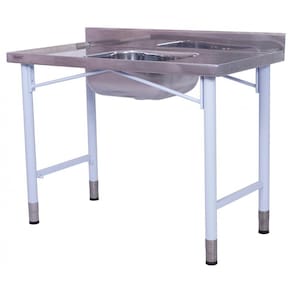 Pia Industrial Benfati Inox 430 180x60cm Pés Pintados com 1 Cuba 553