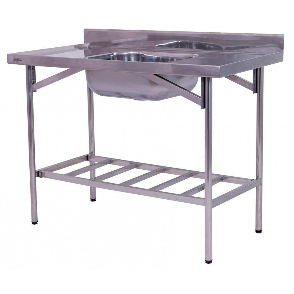 Pia Industrial Benfati Inox 430 120x60cm Paneleiro Gradeado com 1 Cuba 501GR