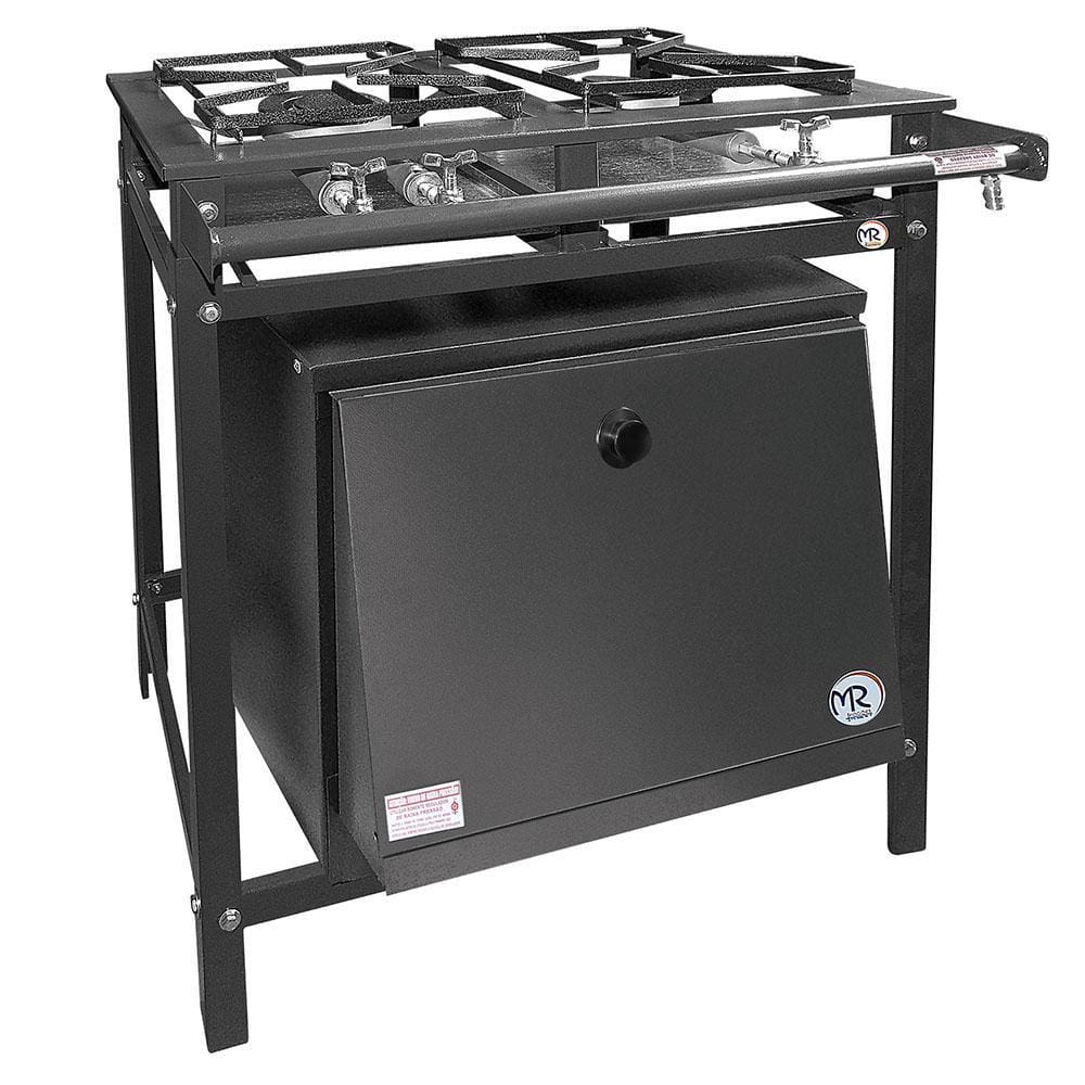 Fogão Industrial 2 Bocas 1 Dupla a Gás Baixa Pressão MR Fogões com Forno Porta Pintada P5