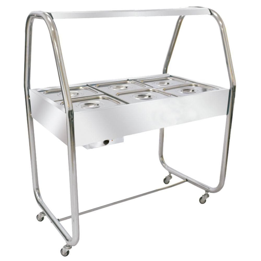 Estufa Buffet de Aquecimento Banho Maria 6 Cubas Venâncio Termo Cromada EA6TC