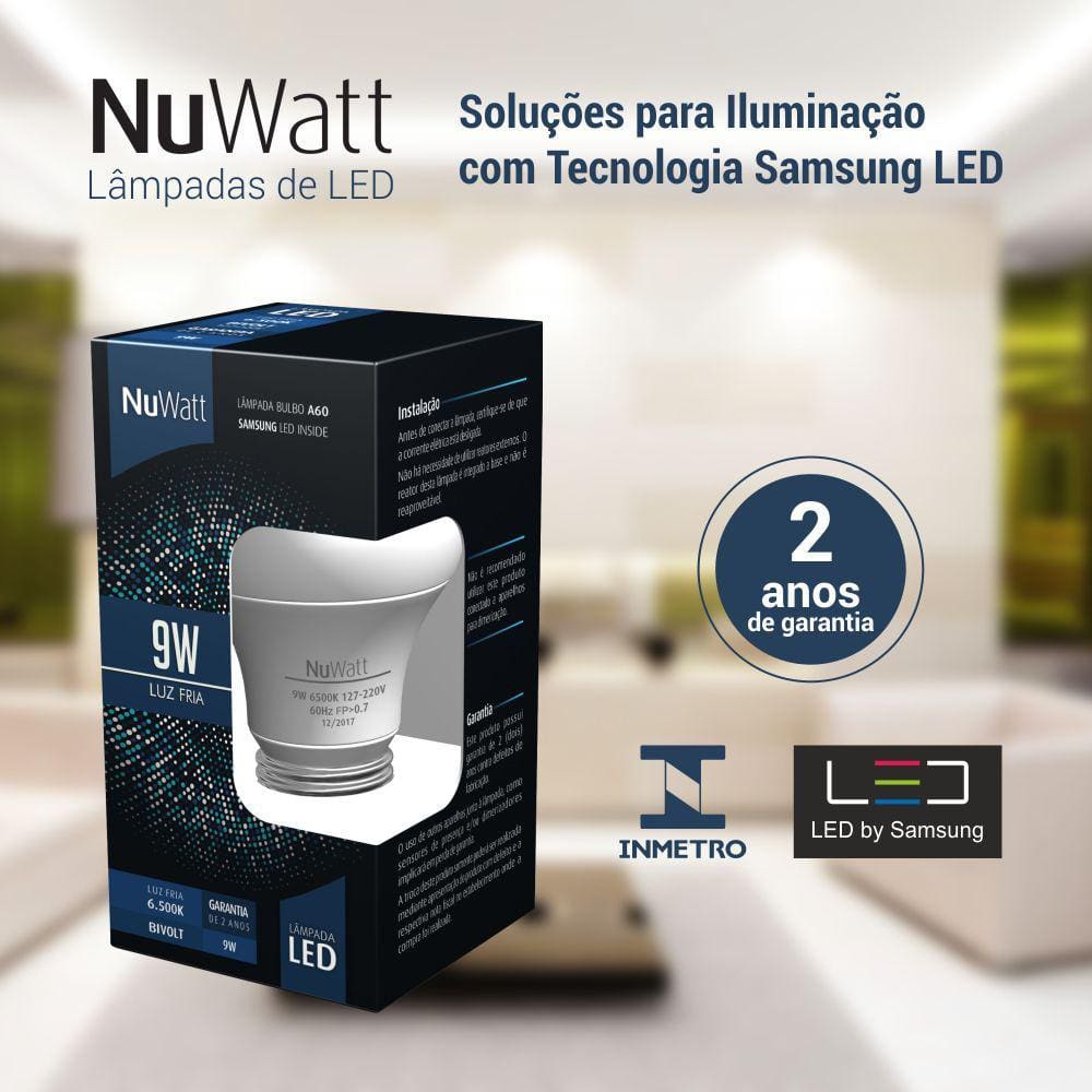 Kit 20 Lampada Led Bulbo 9w Samsung A60 E27 Luz Branca Fria
