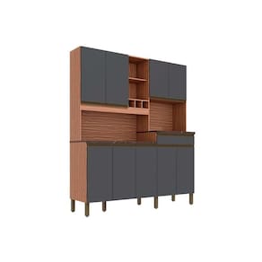 Cozinha Compacta Merlot Perfil C- 9 Portas E 1 Gaveta Sevilha-cinza - Ronipa