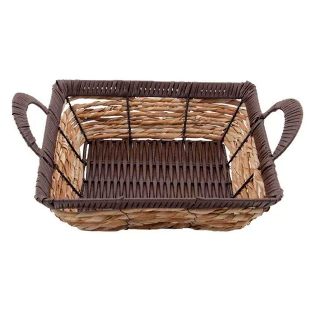 Cesto Multiuso Porta Frutas Palha Fruteira Com Alça 32cm