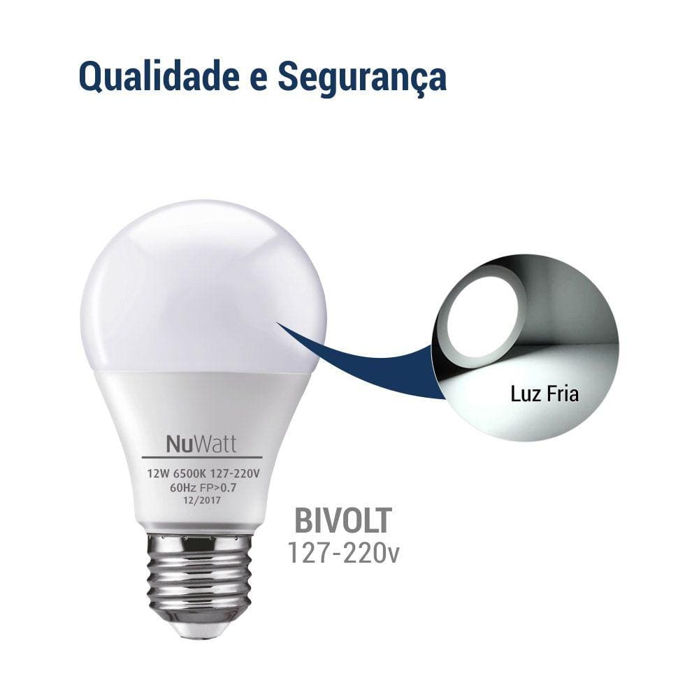 Lâmpada BULBO LED A65 E27 12W 630LM 6500 K - Luz Fria/Branca
