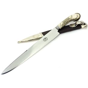 Faca Solingen Guazubira Bainha Picaça Cabo Cervo Lâm 28cm