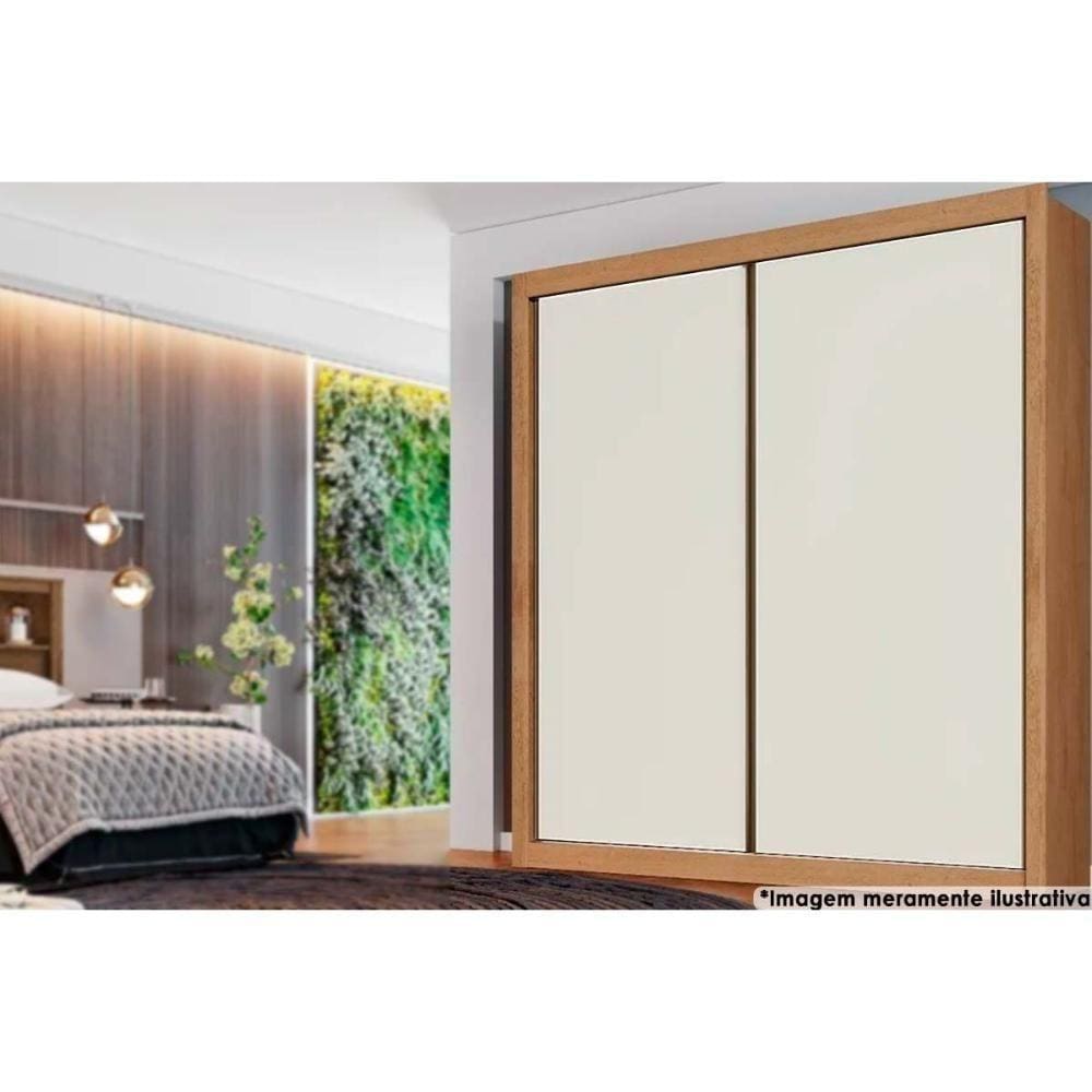Guarda Roupa Solteiro 2 Portas De Correr E 4 Gavetas Zurique Peroba-off White-peroba - Europa