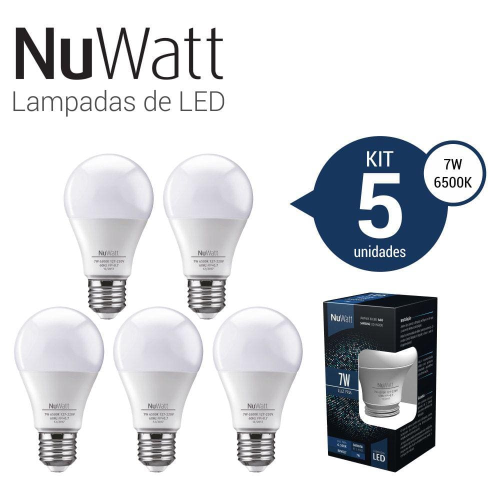 Kit 5 Lampada Led Bulbo 7w Samsung A60 E27 Luz Branca Fria W
