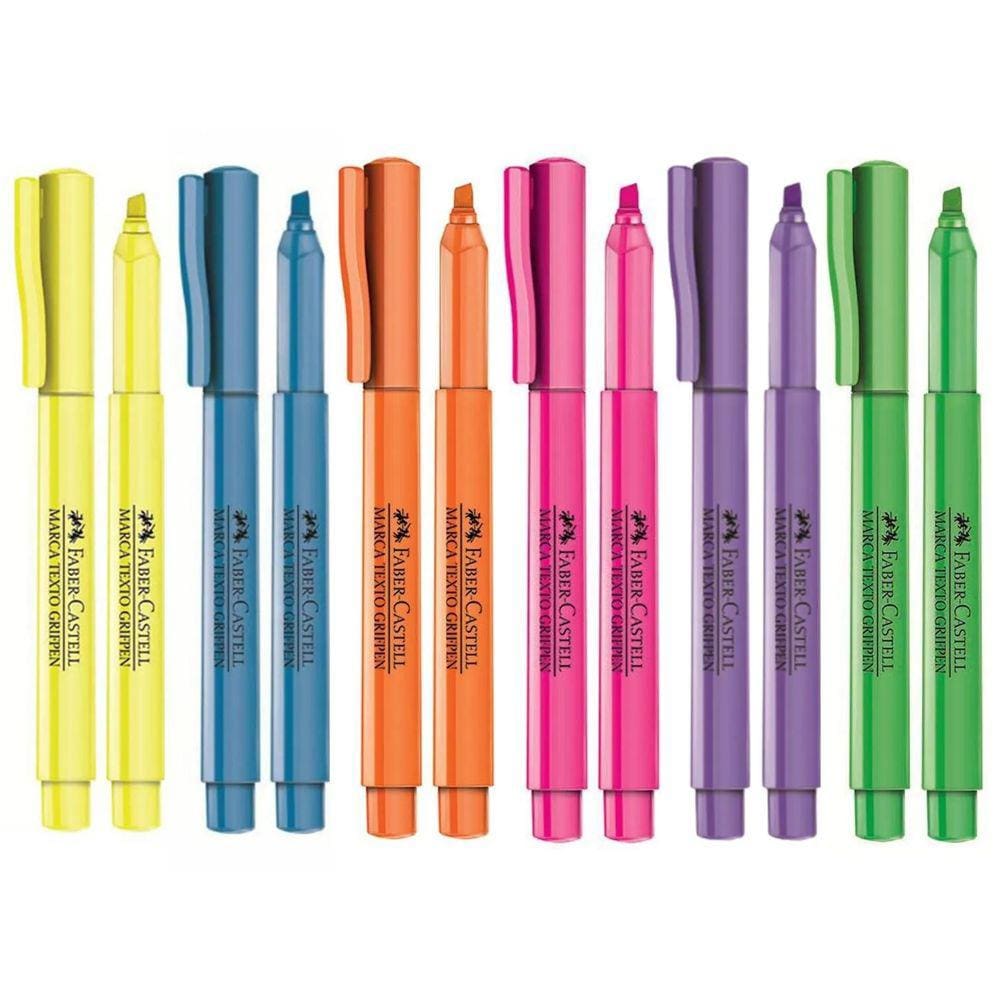 Marca Texto Grifpen 6 Cores Neon Fluorescente FABER CASTELL