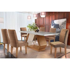 Sala Jantar Alvorada Canto Reto 180cm + 6 Cadeiras Lunara Imbuia-chocolate Rufato