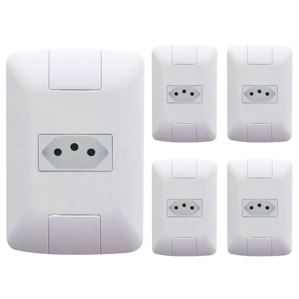 Kit 5 Cj 4x2 1 Tomada 2P+T Tramontina Aria 10 A 250 V