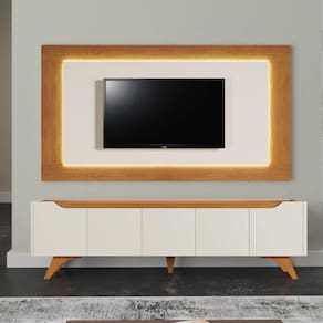 Rack com Painel Led para Tv até 65 Polegadas Grécia Mavaular Naturalle/Off White