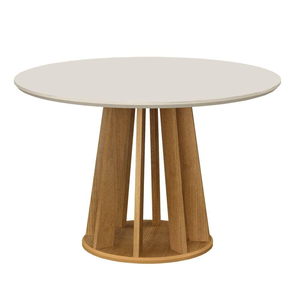 Mesa de Jantar Redonda 4 Lugares 120cm Rose Cinamomo/Off White