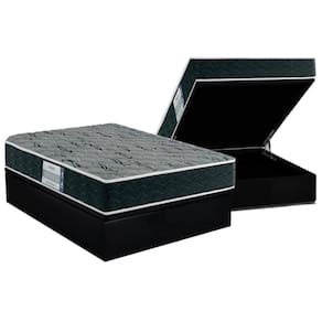 Conjunto Box Baú Casal: Colchão Espuma D33 Resistente + Base Crc Suede Black(138x188)
