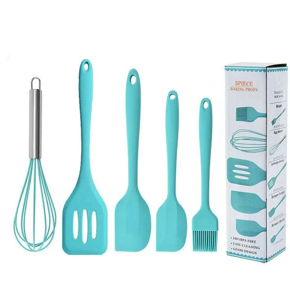 Colheres Kit Utensílios De Silicone Maciço Espátulas Cozinha
