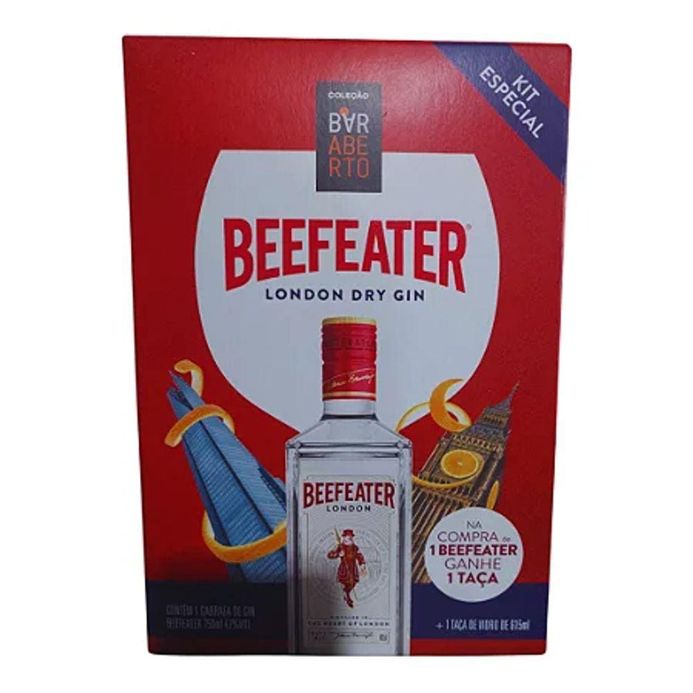 Gin Beefeater London 750ml - Kit com Taça de Vidro e Embalagem para Presente