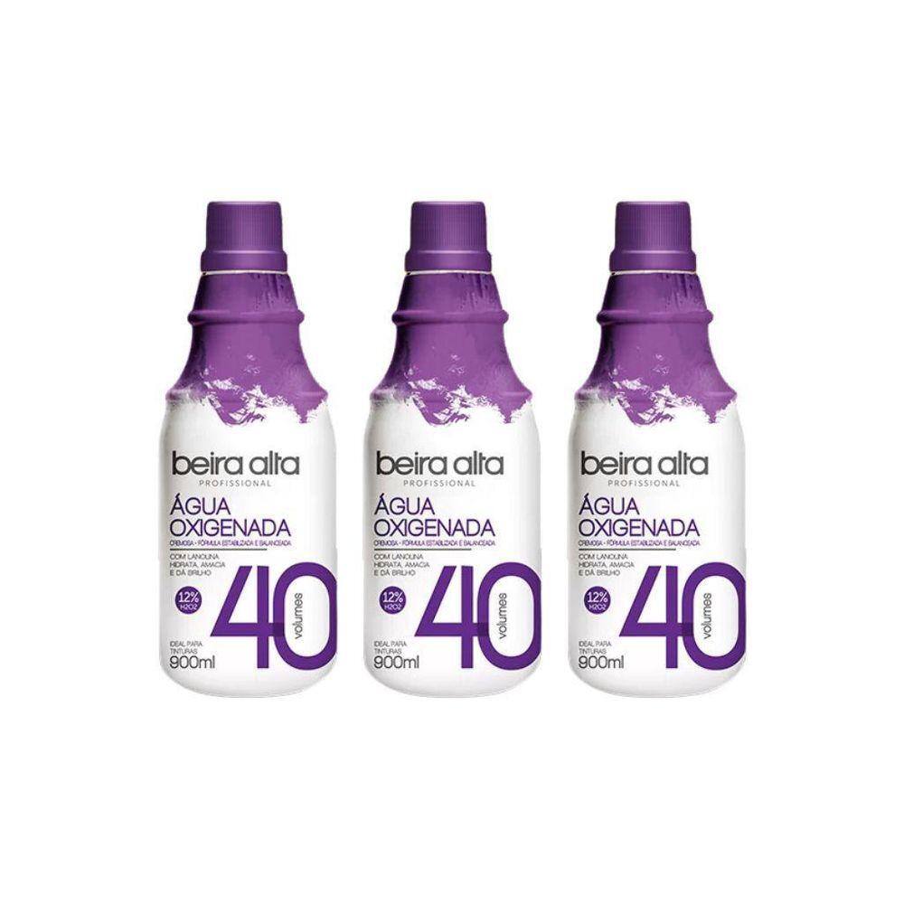 Agua Oxigenada Beira Alta 900Ml 40 Volumes - Kit Com 3Un