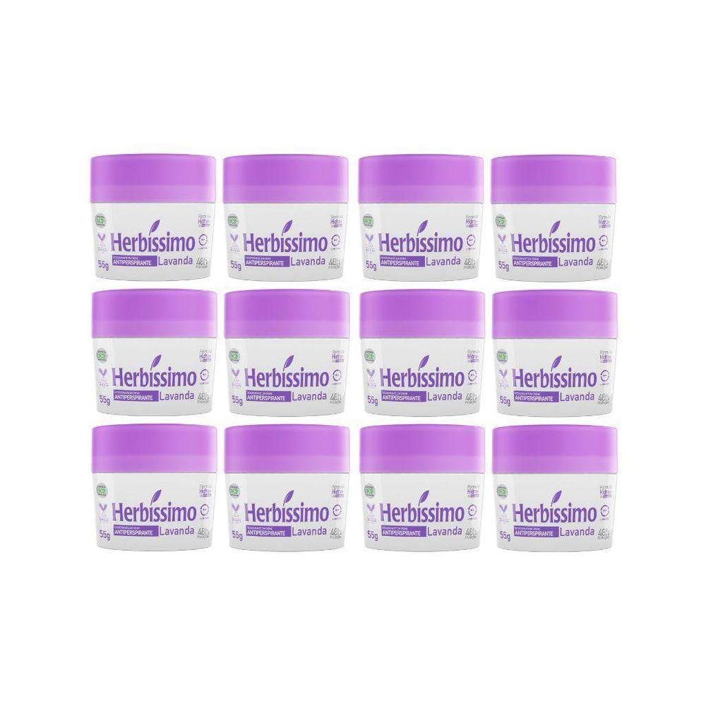 Desodorante Creme Herbíssimo 55G Lavanda - Kit Com 12Un