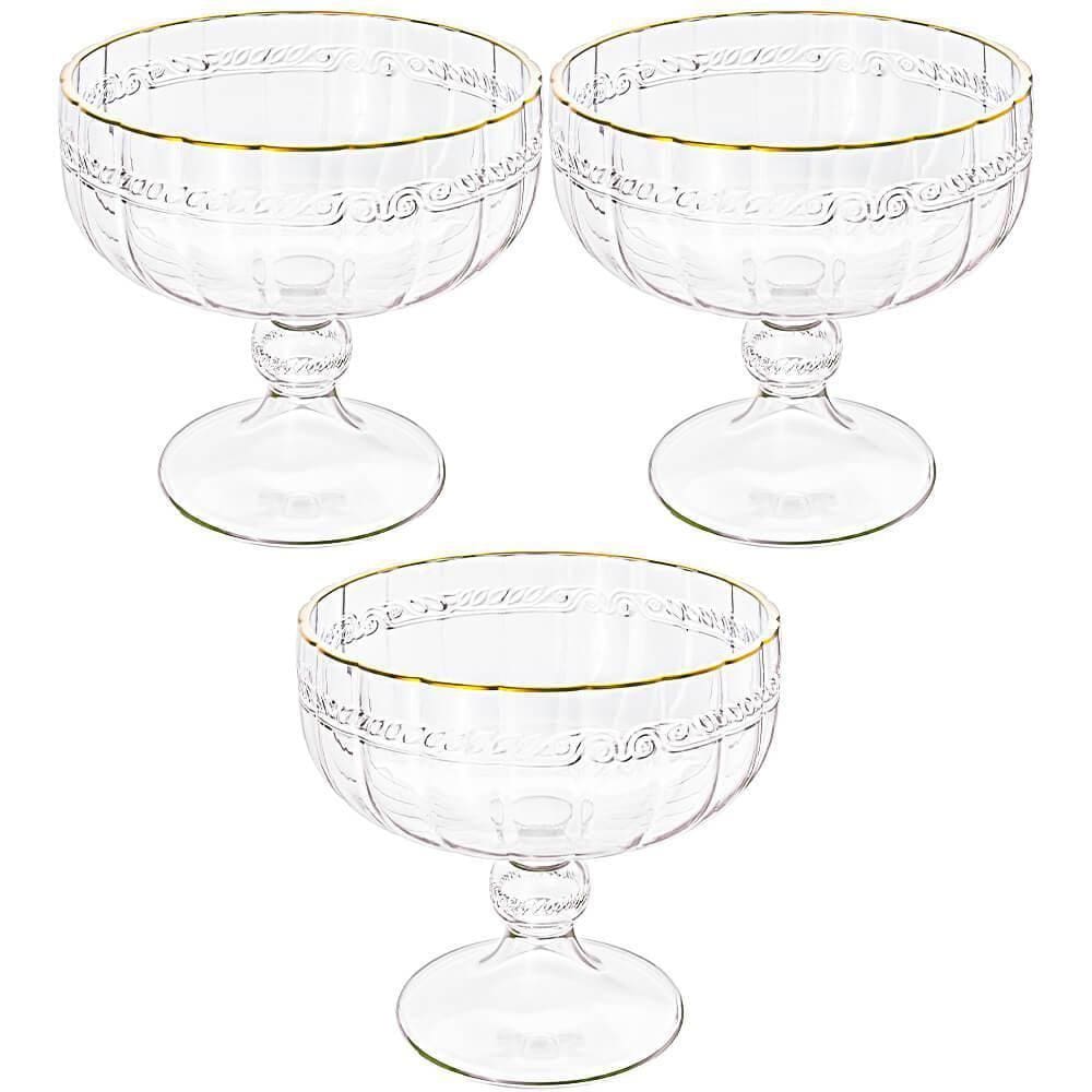 Taça de Sobremesa em Cristal Imperial Fio de Ouro 200mL 3 peças - Lyor