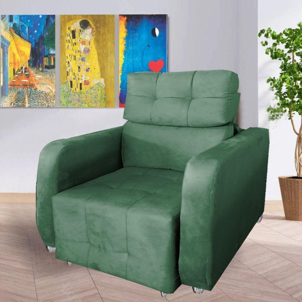 Poltrona Reclinavel Sala De Estar Safira Amamentação  Verde