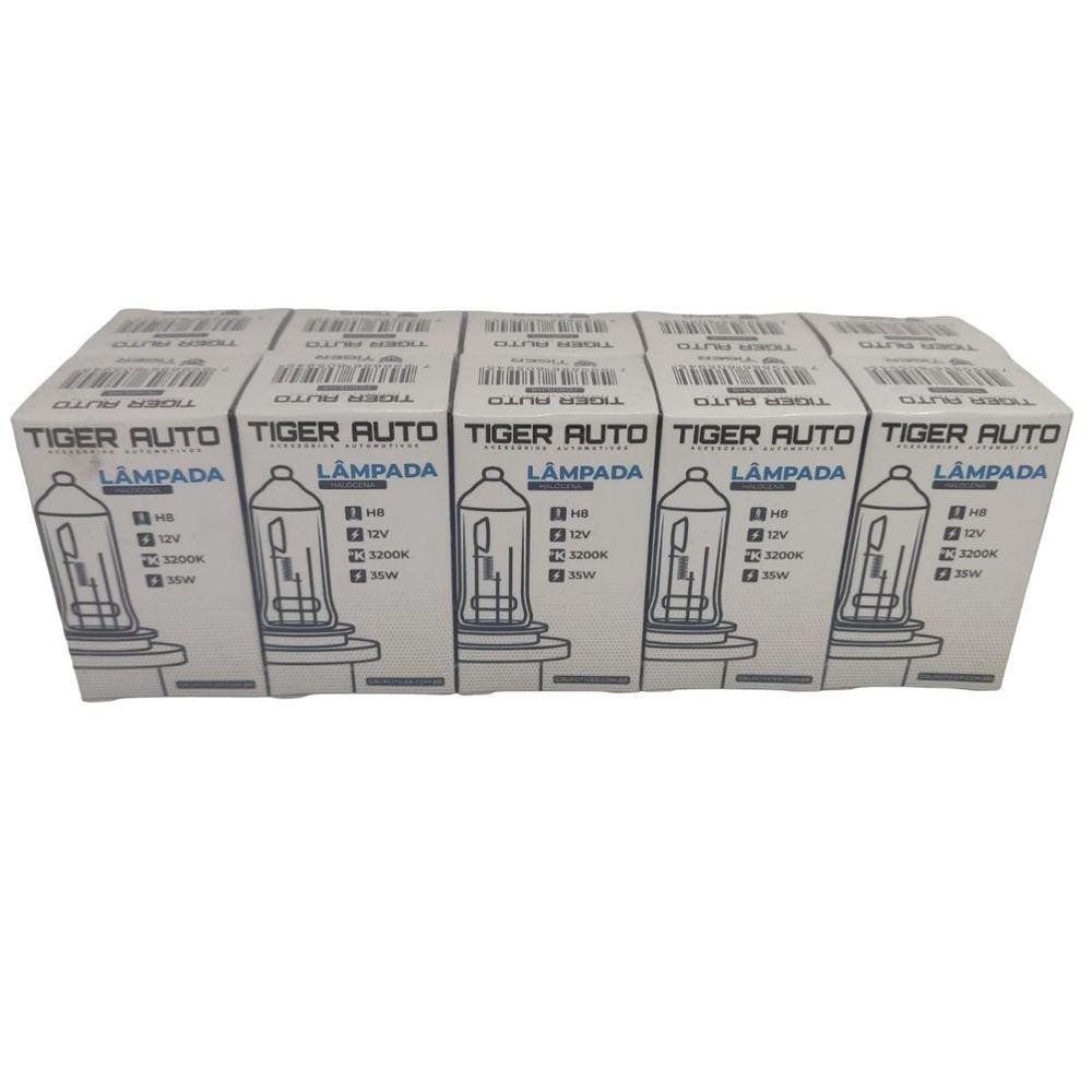 Kit 10 Lampadas H8 35W 12Volts Marca Tiger Auto 1 Linha
