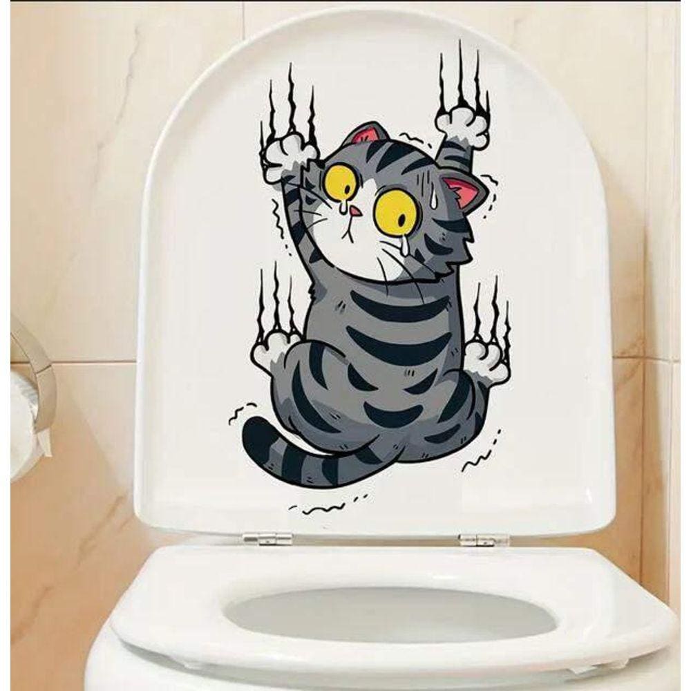 Adesivo Para Vaso Sanitário Gato Cinza