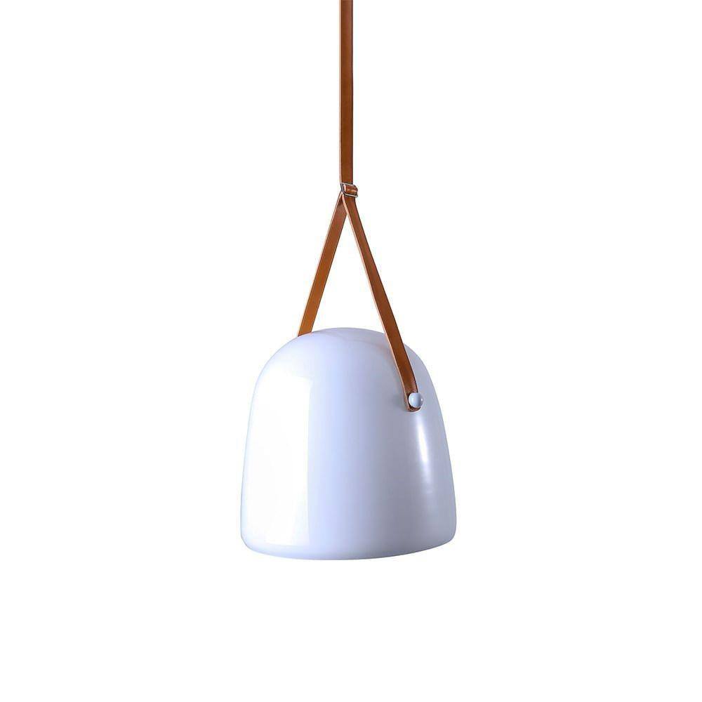 Pendente LED Pelle 16W Luz Branco Quente Branco e Couro Flavo
